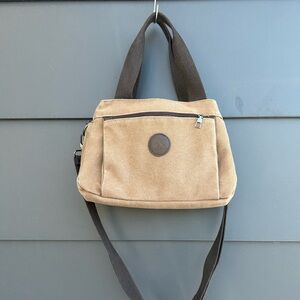 Canvas Crossbody Purse - removable strap - tan/brown
